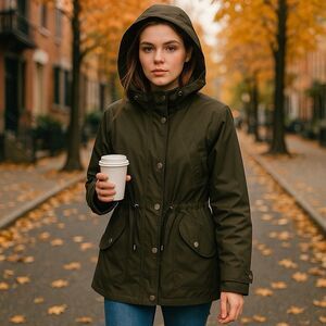 Giacca Olive Hooded Utility Parka Jacket XL Gorpcore Quiet Luxury Fall Layering